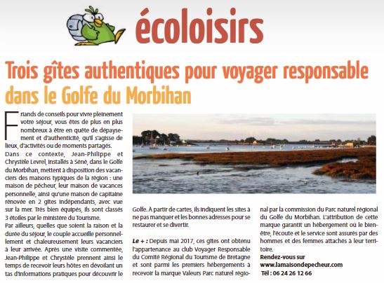 Trois gtes authentiques pour voyager responsable dans le Golfe du Morbihan - L'colomag